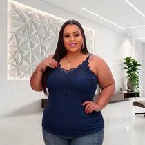 Blusa regata alcinha alça de renda guipir plus size Blusa regata alcinha alça de renda guipir plus size