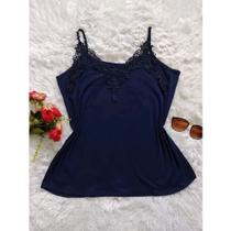 Blusa regata alcinha alça de renda guipir plus size