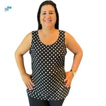 Blusa Regata Básica Plus Size Feminino Estampado Tamanho Único Blusa Regata Básica Plus Size Feminino Estampado Tamanho Único
