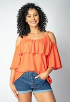 Blusa Regata Cacequi Babados Laranja