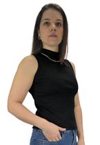 Blusa Regata Camiseta Canelada malha gola alta Butu Biru Blusa Regata Camiseta Canelada malha gola alta Butu Biru