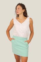 Blusa regata com laço na alça em cambraia