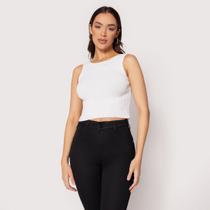 Blusa Regata Cropped em Tricô Canelado