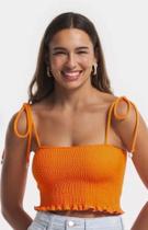 Blusa regata cropped em viscose com lastex laranja
