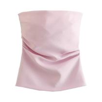 Blusa Regata Curta Sem Alças - Com Zíper Traseiro - Moda Verão