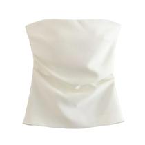 Blusa Regata Curta Sem Alças - Com Zíper Traseiro - Moda Verão
