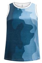Blusa Regata Estampada Lunender com Gola Redonda e Acabamento Retilínea