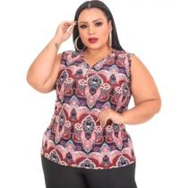 Blusa Regata Estampada Plus Size Cores Sortidas EXG