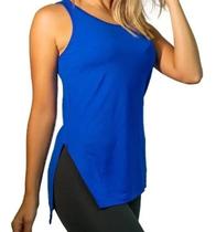 Blusa Regata Feminina Academia Fitness Cobre Bumbum Premium P - REGATA TAPA BUMBUM - AZUL