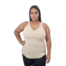 Blusa Regata Feminina Alça Larga Ajustável Plus Size Crepe Duna Carla