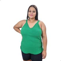 Blusa Regata Feminina Alça Larga Ajustável Plus Size Crepe Duna Carla