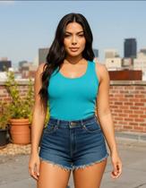 Blusa Regata Feminina Alça Larga Grossa Lisa Canelada Verão