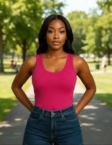 Blusa Regata Feminina Alça Larga Grossa Lisa Canelada Verão