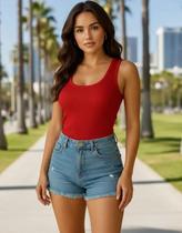 Blusa Regata Feminina Alça Larga Grossa Lisa Canelada Verão