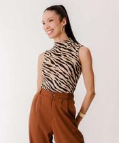 Blusa Regata Feminina Animal Print Gola Alta Marisa-81436 Blusa Regata Feminina Animal Print Gola Alta Marisa-81436