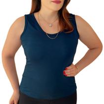 Blusa Regata Feminina Básica Gola Redonda em Malha Viscolycra