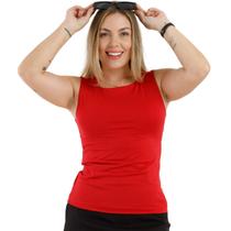 Blusa Regata Feminina Básica s/Bojo Suplex Confort Frente Dupla Moda Verão Slim Fitness 3066A