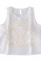 Blusa Regata Feminina Bordada com Decote Redondo