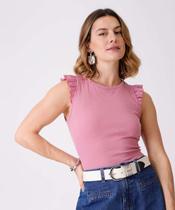 Blusa Regata Feminina Canelada Babado Marisa-04085