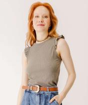 Blusa Regata Feminina Canelada Babado Marisa-04087