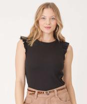 Blusa Regata Feminina Canelada Babado Marisa-17018