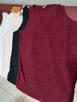 Blusa Regata Feminina Canelado (Várias Cores)