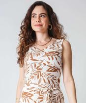 Blusa Regata Feminina Estampa Folhas Marisa Bege-80012 Blusa Regata Feminina Estampa Folhas Marisa Bege-80012