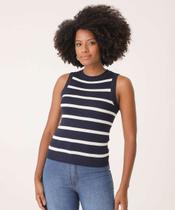 Blusa Regata Feminina Listrada Tricô Marisa-16395 Blusa Regata Feminina Listrada Tricô Marisa-16395