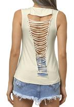 Blusa Regata Feminina Off White Detalhe Nas Costas P