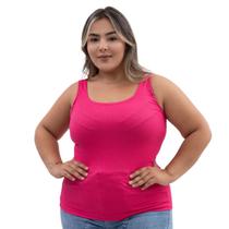 Blusa Regata Feminina Plus Size Canelada Alça Larga Camiseta Cavada G1 ao G6 Kit 2