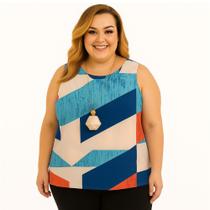 Blusa Regata Feminina Plus Size Estampada