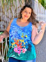 Blusa, Regata, Feminina, Plus Size, Frente Estampada, Tam. 48