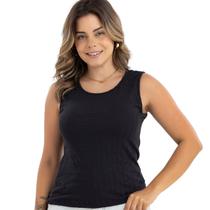 Blusa Regata Feminina Ribana Canelada Fresquinha Básica Slim Primavera Verão 3057A