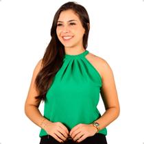 Blusa Regata Feminina Social Verão Gola Alta Trançada