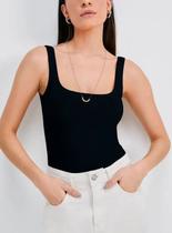 Blusa Regata Hering 4ALF Feminina Decote Quadrado Canelada Algodão T. P/XXG