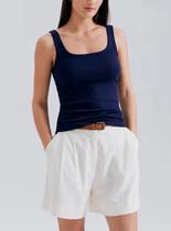 Blusa Regata Hering 4ALF Feminina Decote Quadrado Canelada Algodão T. P/XXG
