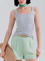 Blusa Regata Hering 4ALF Feminina Decote Quadrado Canelada Algodão T. P/XXG