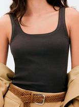 Blusa Regata Hering 4ALF Feminina Decote Quadrado Canelada Algodão T. P/XXG