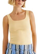 Blusa Regata Hering 4ALF Feminina Decote Quadrado Canelada Algodão T. P/XXG