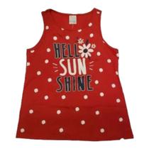 Blusa Regata Infantil Menina Hello Sun Shine Em Cotton Light Malwee Kids 84103