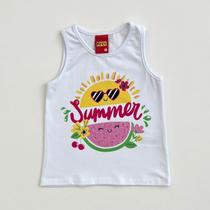 Blusa Regata Kyly Infantil Menina Branca Summer Melancia Verão Moda Kids Blusa Regata Kyly Infantil Menina Branca Summer Melancia Verão Moda Kids