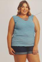 Blusa regata listrada grande plus size g1 a g4 feminina Blusa regata listrada grande plus size g1 a g4 feminina