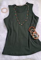 Blusa Regata Malha Canelada