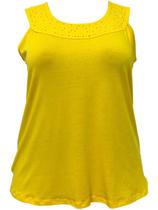 Blusa Regata Malha Fresquinha Lisa com Detalhes em Strass Blusa Regata Malha Fresquinha Lisa com Detalhes em Strass