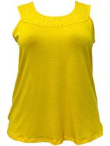 Blusa Regata Malha Fresquinha Lisa com Detalhes em Strass Blusa Regata Malha Fresquinha Lisa com Detalhes em Strass