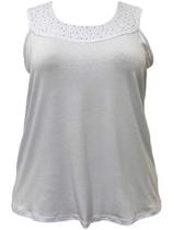 Blusa Regata Malha Fresquinha Lisa com Detalhes em Strass