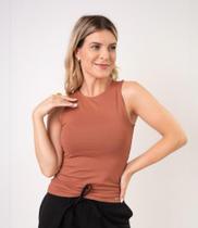 Blusa regata microlight fernanda marrom