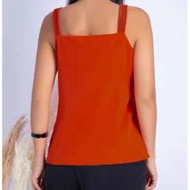 Blusa regata moda alça quadriculada feminina