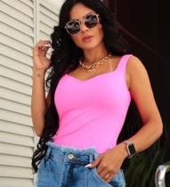 Blusa Regata Modeladora com Bojo Pink Tamanho P