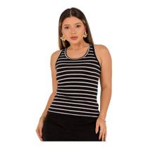 Blusa Regata Nadador Feminina Listrada Básica Blusinha Moda